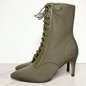 Charles David Piranha Green Lace Up Pointed Toe Boot 7M